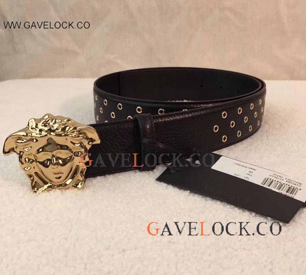 Clone Versace Palazzo Deer Leather Studded Belt - VERSACE Men's Business